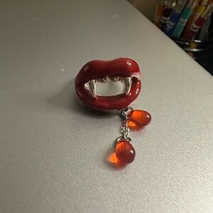 Vampire Lips Ring with “blood” droplets